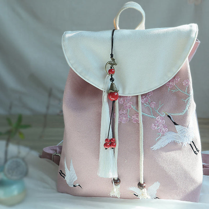 Buddha Stones Handmade Embroidered Large Capacity Canvas Backpack - image 34