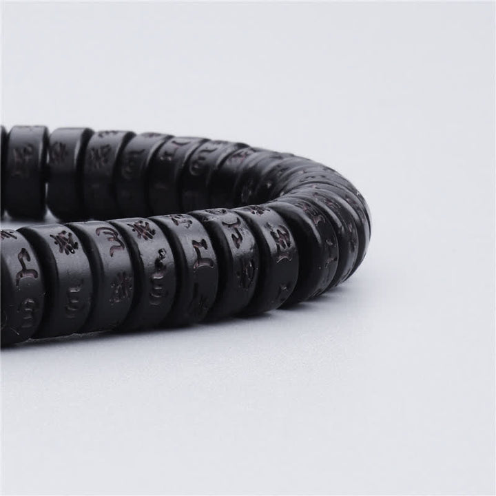 Buddha Stones Tibetan Coconut Shell Beads Engraved Om Mani Padme Hum Mantra Happiness Bracelet - image 5