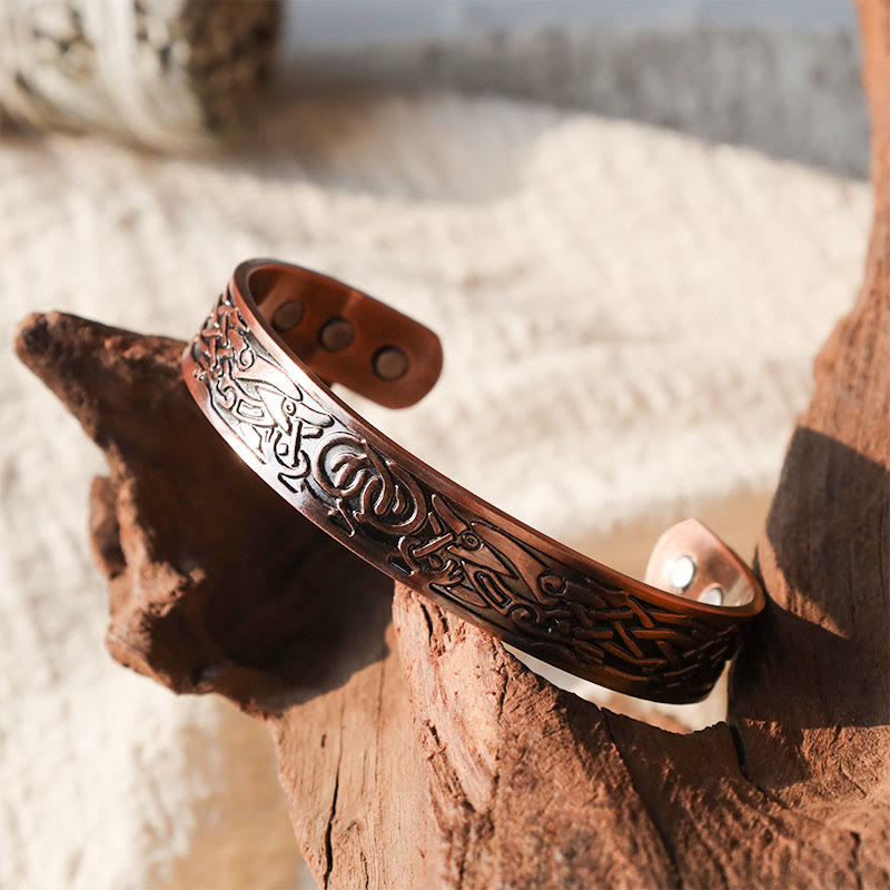 Buddha Stones Viking Birds Magnetic Copper Adjustable Cuff Bracelet Bangle - image 3
