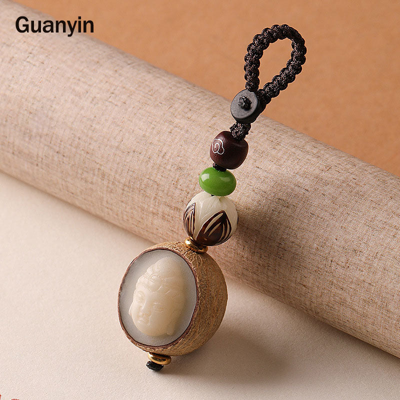 Buddha Stones Bodhi Seed Blessing Keychain Decoration - Guanyin - image 1