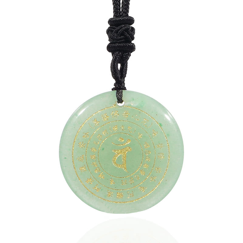 Buddha Stones Vairocana Tathagata Sanskrit Mantra Various Crystal Black Obsidian Green Aventurine Strength Necklace Pendant