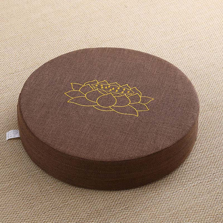 Lotus Embroidery Cotton Linen Meditation Seat Cushion - Soft - 40cm*10cm - Brown - image 10