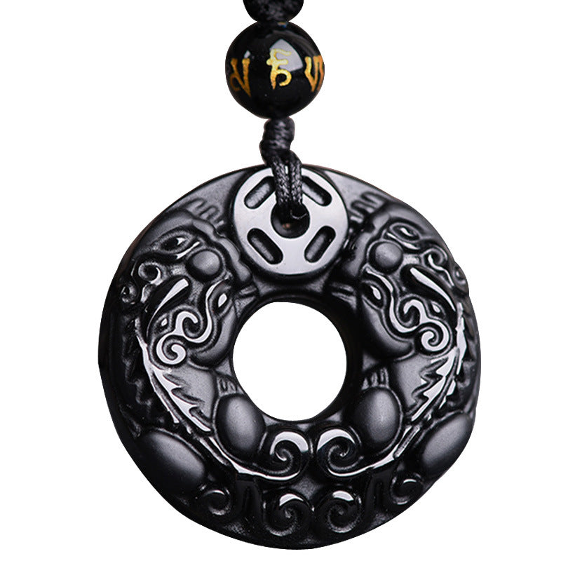 Buddha Stones Pixiu Obsidian Wealth Pendant Necklace - image 4
