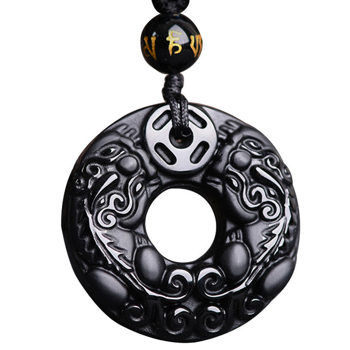 Buddha Stones Pixiu Obsidian Wealth Pendant Necklace - image 4