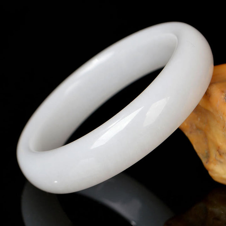 Natural Golden Silk Jade Wealth Luck Bracelet Bangle - White - 62mm - image 8