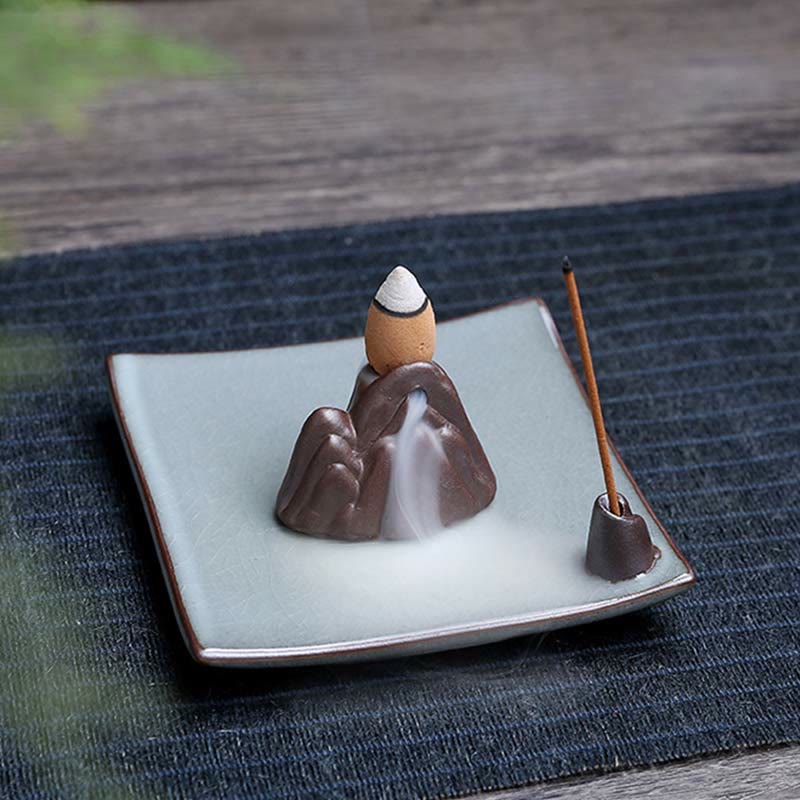 Lotus Plum Blossom Square Ceramic Spiritual Backflow Incense Burner - image 17