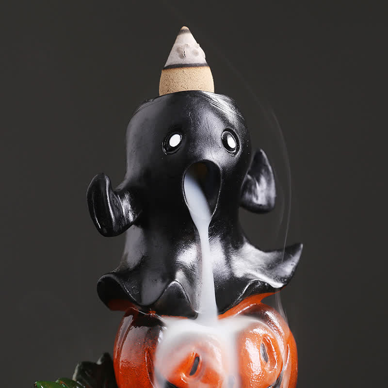 Halloween Pumpkins Ghost Resin Backflow Smoke Fountain Incense Burner Decoration - image 1