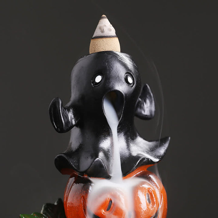 Halloween Pumpkins Ghost Resin Backflow Smoke Fountain Incense Burner Decoration - image 1