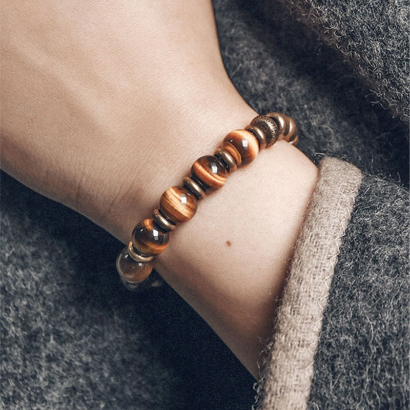 Buddha Stones Tiger Eye Stone Copper Protection Bracelet - image 6