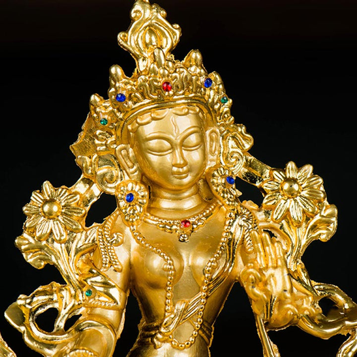 Bodhisattva White Tara Hope Protection Gold Plated Statue Decoration