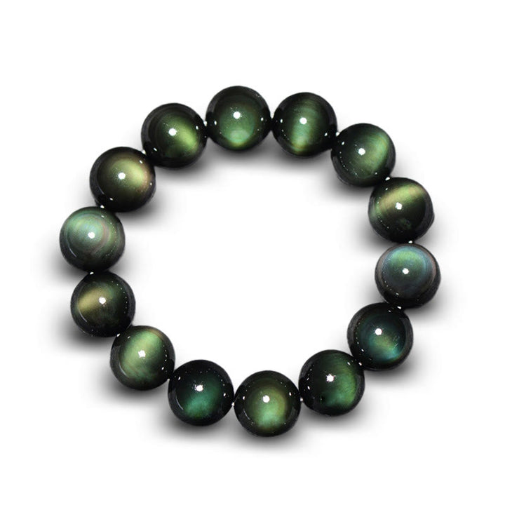 Buddha Stones Natural Green Eye Obsidian Wealth Bracelet - image 0
