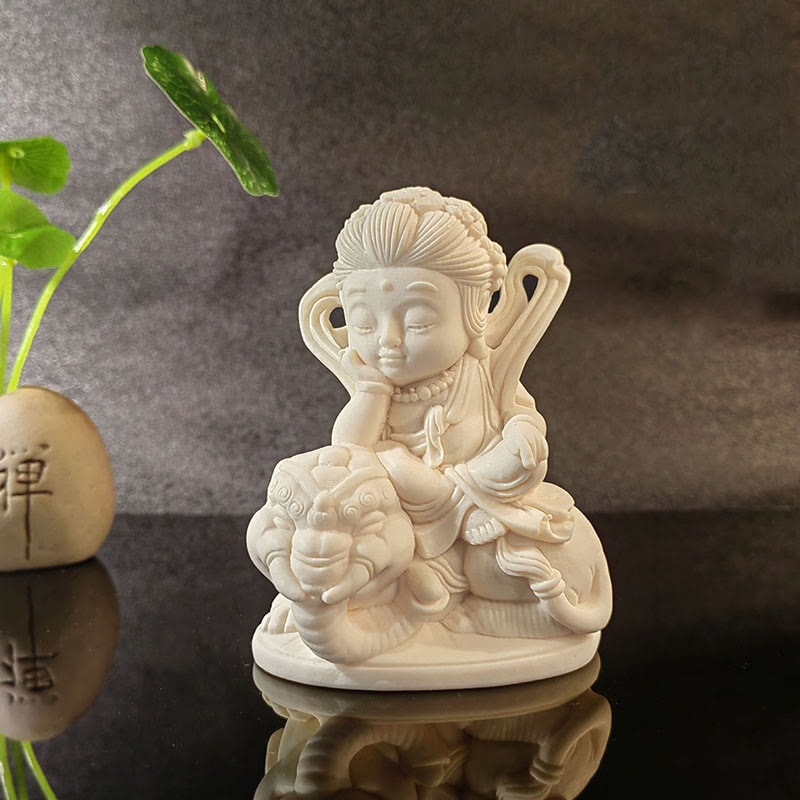 Buddha Stones Mini Ivory Fruit Tathagata Buddha Lotus Kwan Yin Avalokitesvara Manjusri Samantabhadra Serenity Desk Decoration