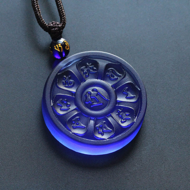 Buddha Stones Liuli Manjusri Lotus Enlightenment Necklace