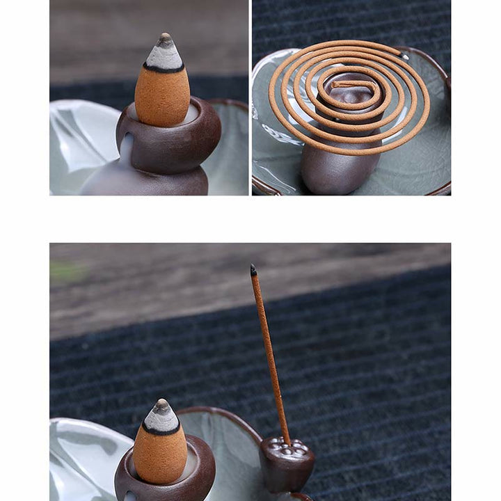 Lotus Plum Blossom Square Ceramic Spiritual Backflow Incense Burner - image 9
