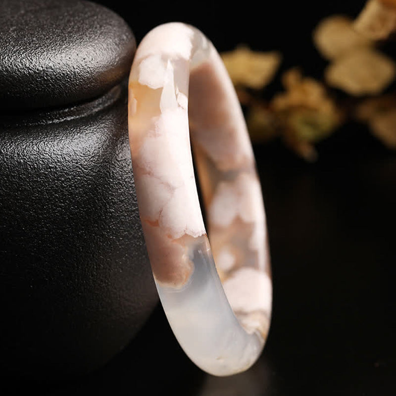 Natural Sakura Agate Peace Bracelet Bangle - 62mm - image 1