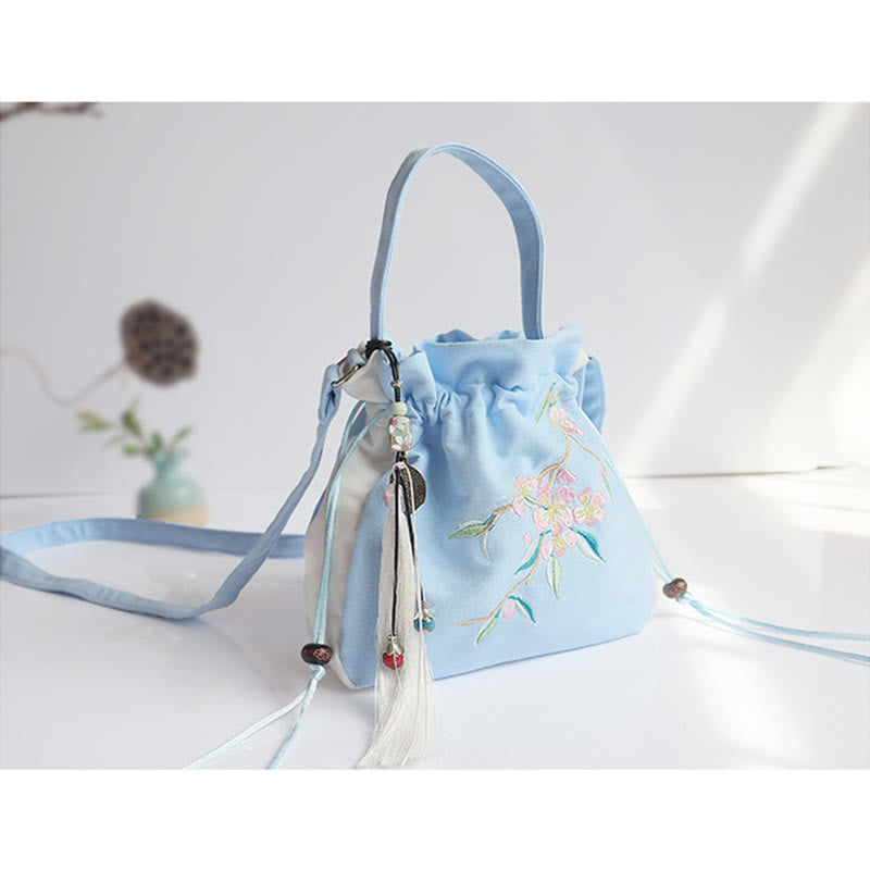 Buddha Stones Handmade Embroidered Flowers Canvas Tote Shoulder Bag Handbag - image 34