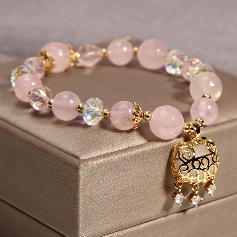 Buddha Stones Natural Pink Crystal Soothing Protection Bracelet