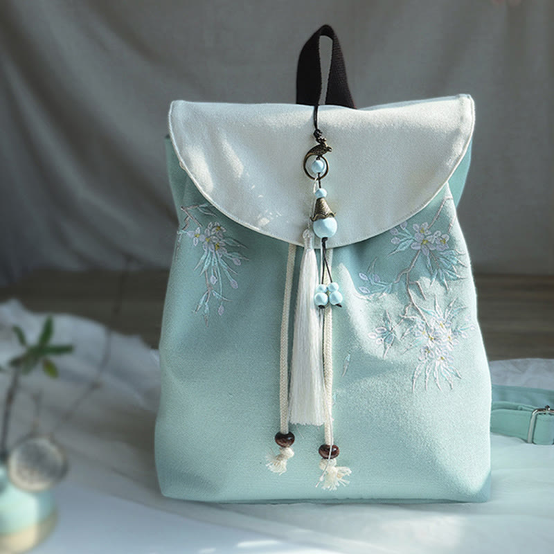 Buddha Stones Handmade Embroidered Large Capacity Canvas Backpack - image 0