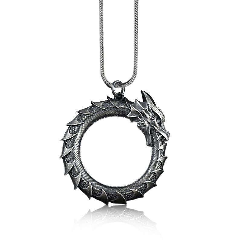 Buddha Stones Pure Tin Dragon Snake Protection Necklace Pendant - image 2