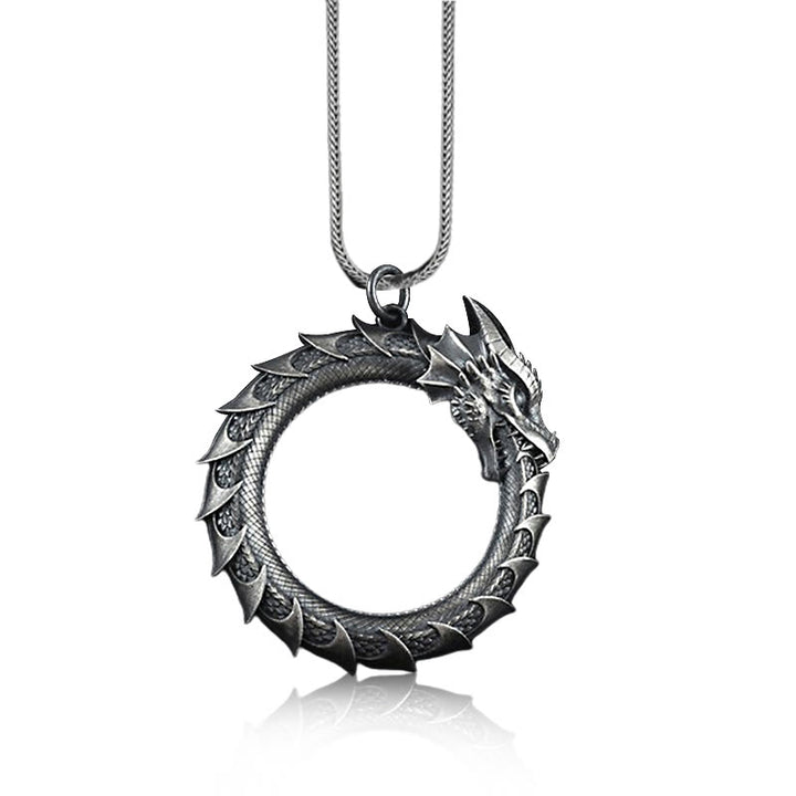 Buddha Stones Pure Tin Dragon Snake Protection Necklace Pendant - image 2
