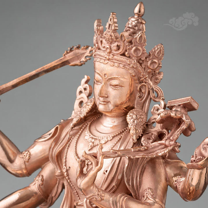 Four-armed Manjusri Bodhisattva Figurine Serenity Copper Statue Decoration - image 5