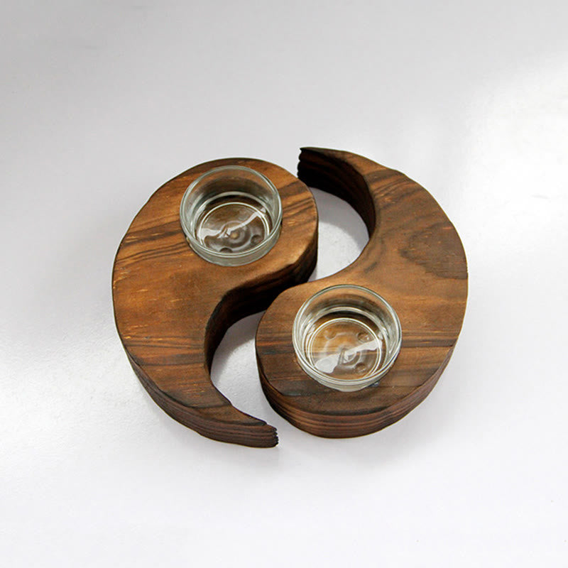 Yin Yang Wood Candle Holder Meditation Rituals Use Items - image 3