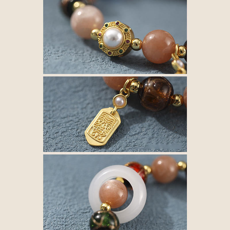 Buddha Stones Tibetan Incense Ash Liuli Glass Tridacna Stone Sun Stone Om Mani Padme Hum Prayer Wheel Charm Bracelet - image 12
