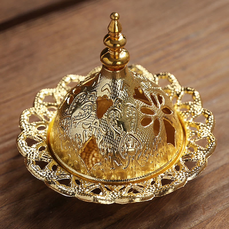 Gold Gourd Star Feather Spiritual Meditation Mini Alloy Metal Incense Burner - image 3