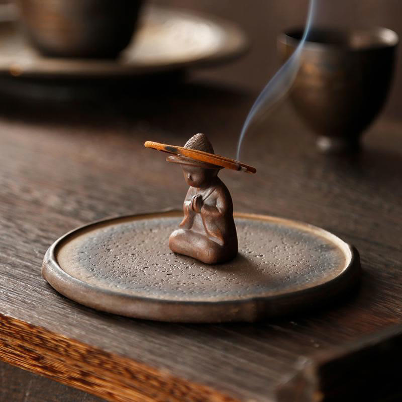 Small Person Meditation Ceramic Spiritual Healing Incense Burner - Small Person Meditation Incense Burner - image 0