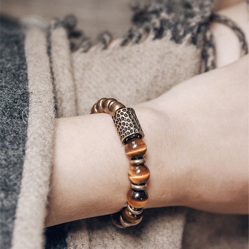 Buddha Stones Tiger Eye Stone Copper Protection Bracelet - image 7