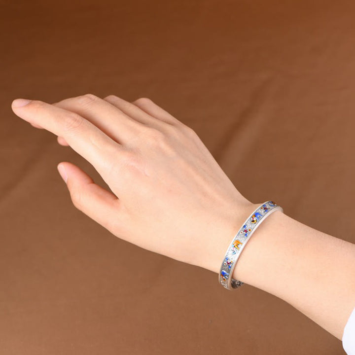 Buddha Stones 999 Sterling Silver Elephant Strength Wisdom Bracelet Cuff Bangle - image 8