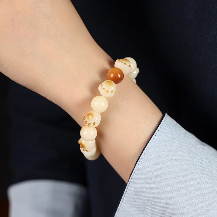 Buddha Stones Natural Bodhi Seed Sandalwood Lucky Cute Cat Head Paw Claw Peace Bracelet - image 18