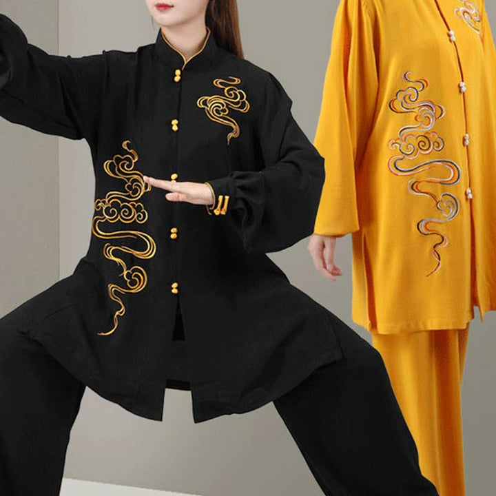 Auspicious Clouds Embroidery Meditation Prayer Spiritual Zen Tai Chi Qigong Practice Unisex Clothing Set