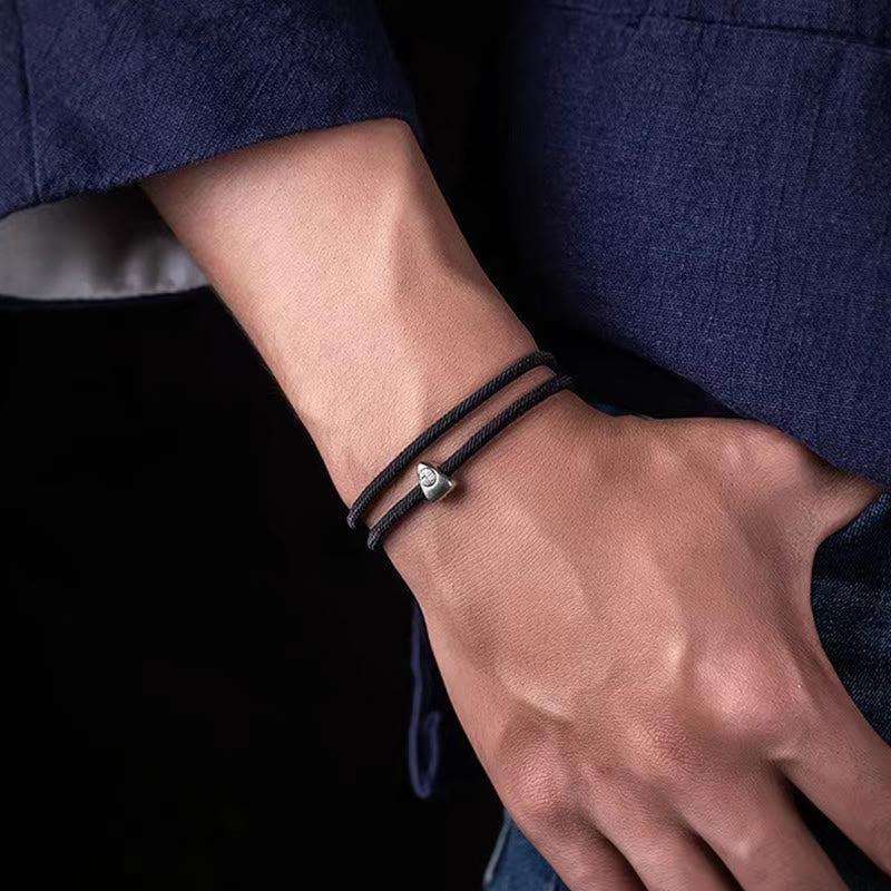 Buddha Stones 925 Sterling Silver Fu Character Blessing Handmade Braided Bracelet - image 14