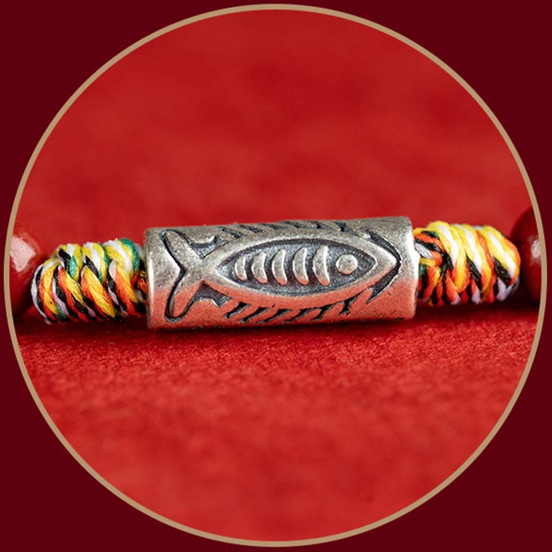Buddha Stones 925 Sterling Silver Koi Fish Cinnabar Bead Wealth Handcrafted Braided Bracelet Anklet - image 8