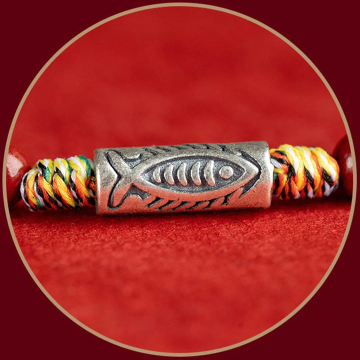 Buddha Stones 925 Sterling Silver Koi Fish Cinnabar Bead Wealth Handcrafted Braided Bracelet Anklet - image 8