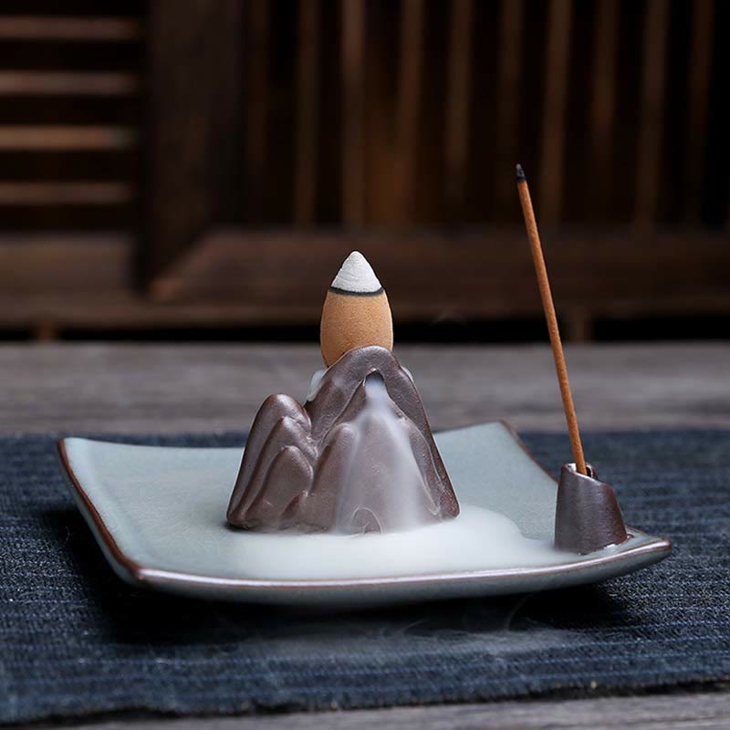 Lotus Plum Blossom Square Ceramic Spiritual Backflow Incense Burner - image 16