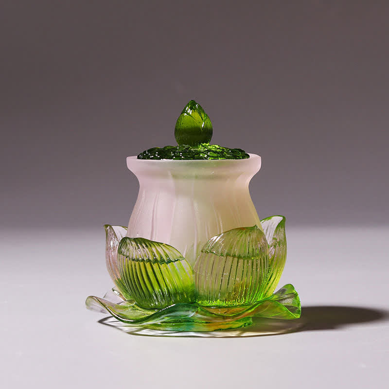Feng Shui Lotus Handmade Liuli Crystal Art Piece Home Office Offering Decoration - image 2