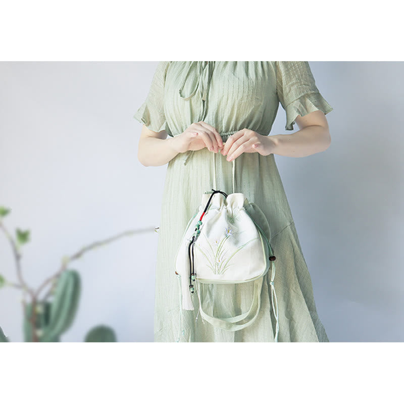 Buddha Stones Handmade Embroidered Flowers Canvas Tote Shoulder Bag Handbag - image 18