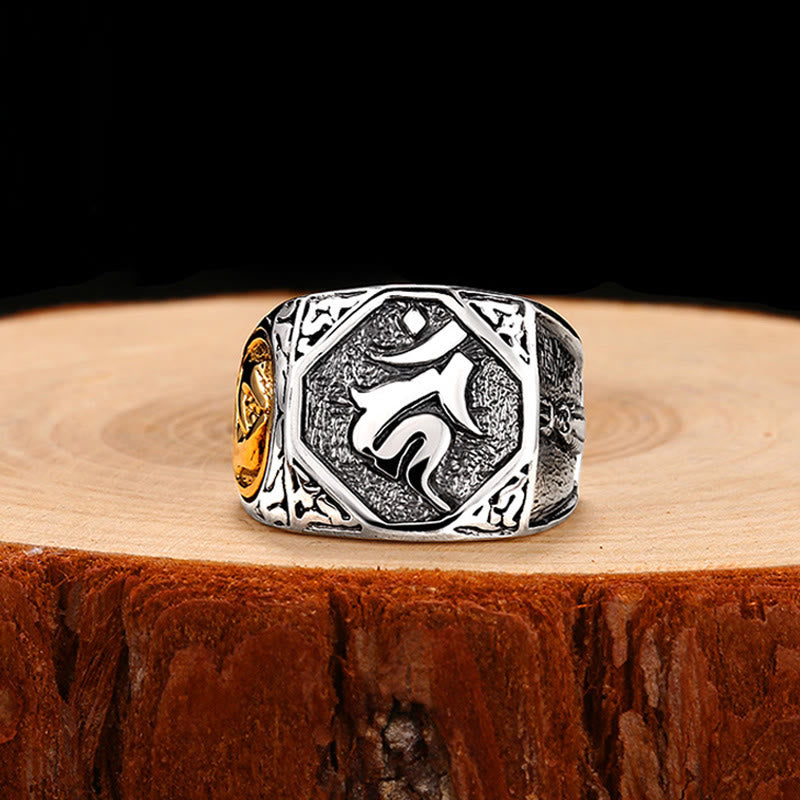 Buddha Stones 925 Sterling Silver Sanskrit Design Carved Protection Adjustable Ring - image 14