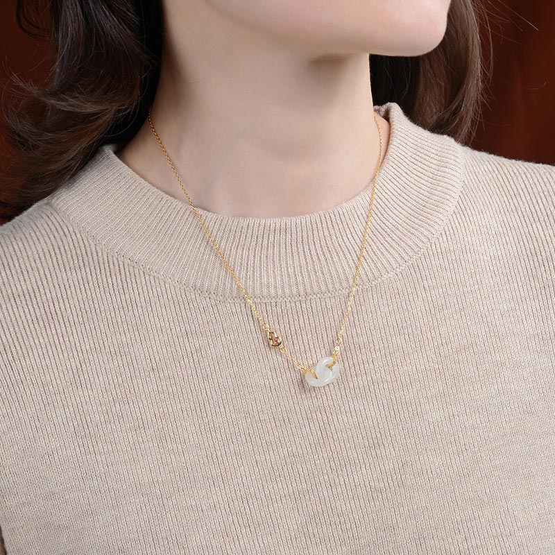 Buddha Stones 925 Sterling Silver Round Jade Luck Prosperity Necklace Chain Pendant - image 2