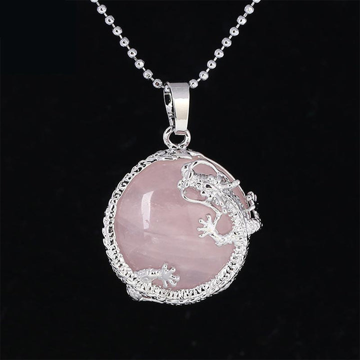 Buddha Stones Chinese Dragon Natural Quartz Crystal Healing Energy Necklace Pendant - Rose Quartz - image 9