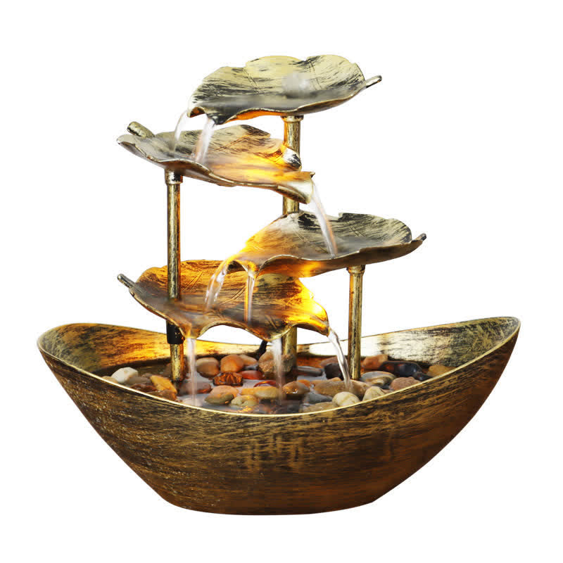 Buddha Stones Lotus Leaf Shaped Waterfall Fountain Tabletop Ornaments With LED Light Home Office Desktop Decoration - image 10