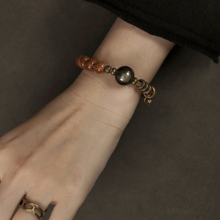 Buddha Stones Kuka Seed Tiger Eye Gold Sheen Obsidian Brass Copper Wealth Luck Bracelet - image 13