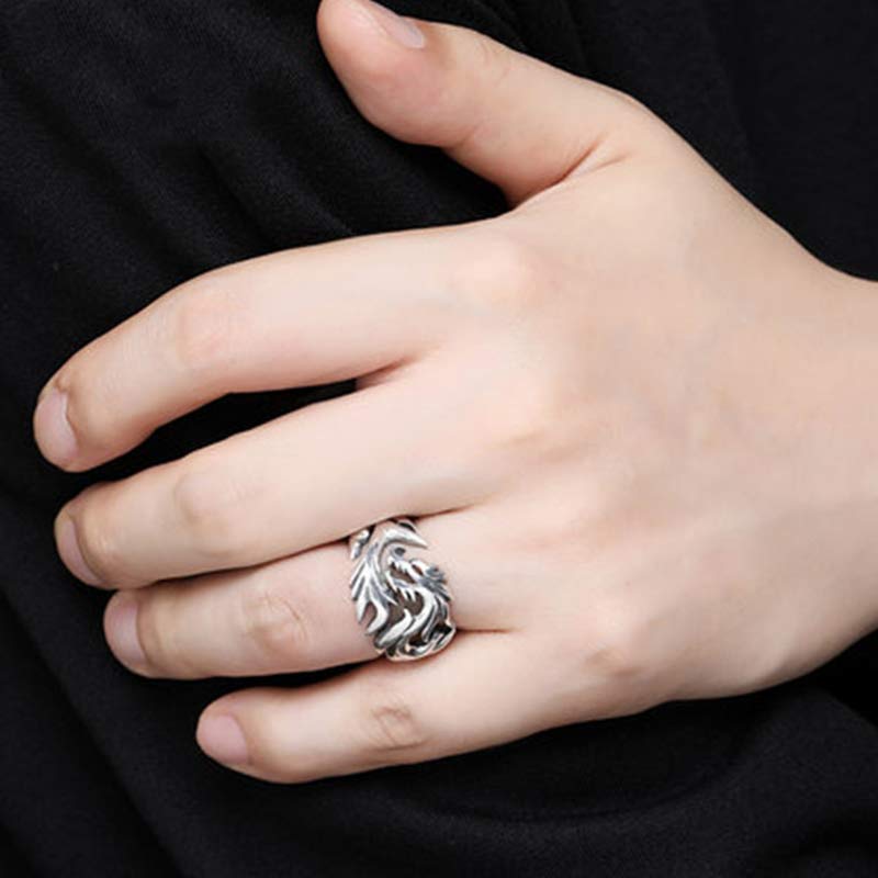 Buddha Stones Dragon Pattern Protection Strength Adjustable Ring - image 3