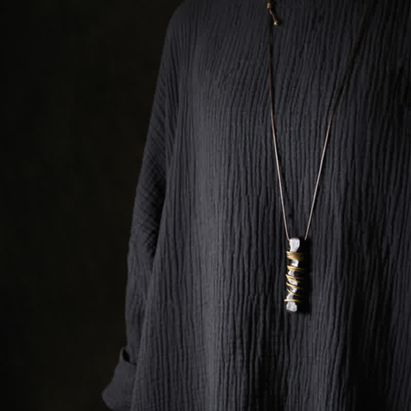 Buddha Stones Tibet Ebony Wood Brass Balance Peace Necklace Pendant - image 11