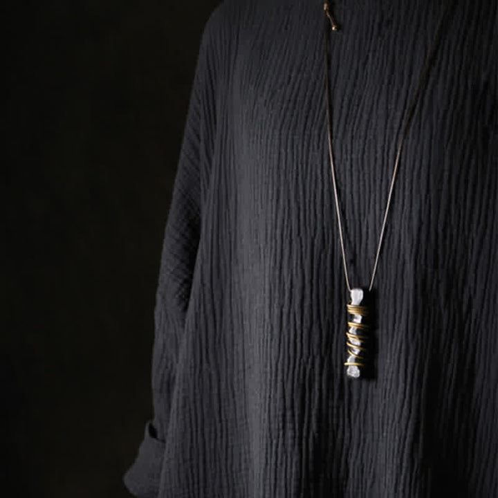 Buddha Stones Tibet Ebony Wood Brass Balance Peace Necklace Pendant - image 11