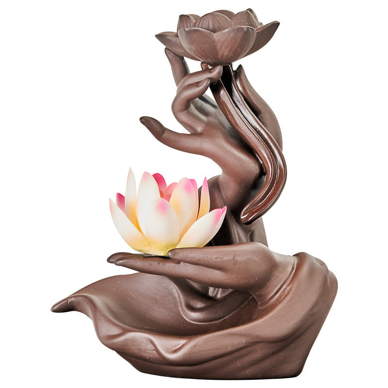 Buddha Stones Lotus Bergamot Healing Incense Burner - image 5