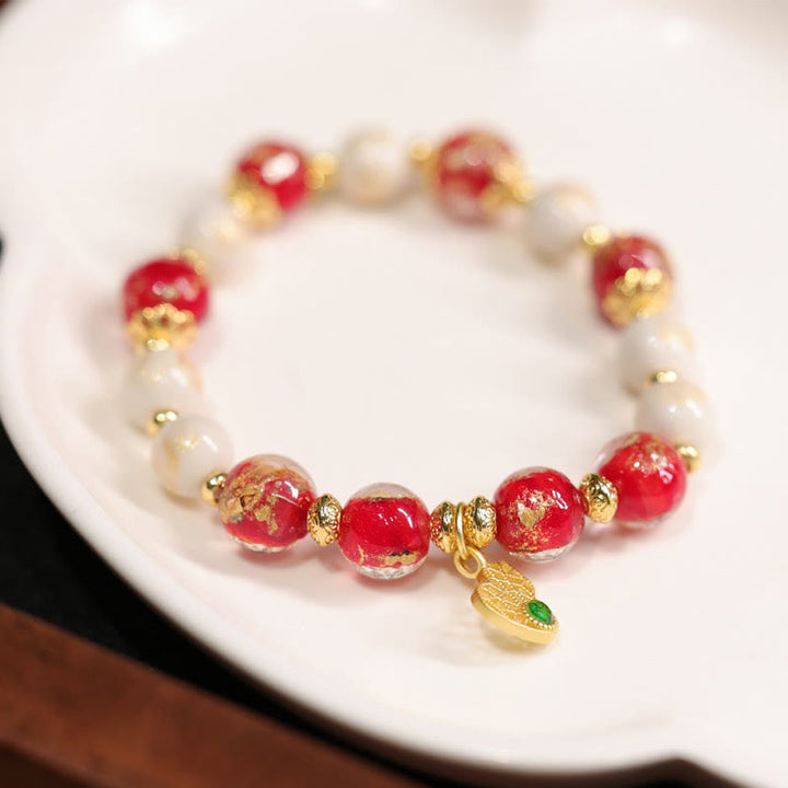Buddha Stones Gourd God Of Wealth Charm Fortune Liuli Glass Bead Incense Ash Porcelain Bead Bracelet - image 4