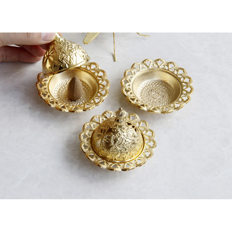 Tibetan Gold Mini Meditation Incense Burner - image 9